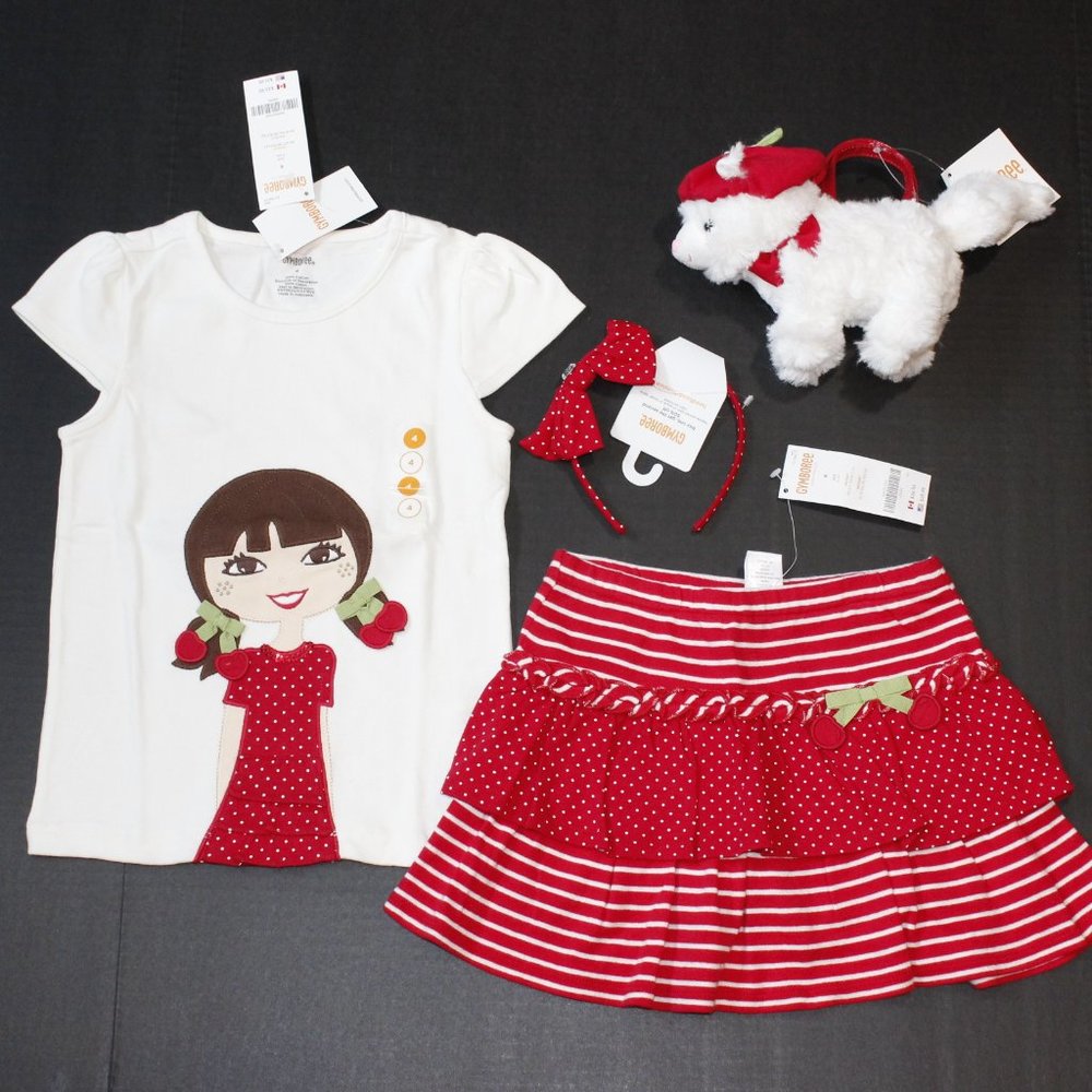 NWT Gymboree size 4 top skirt skort headband purse toy Cherry Cute